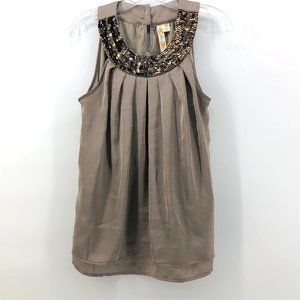 ADIVA Jeweled Neck Ruffled Tiered Tank Top